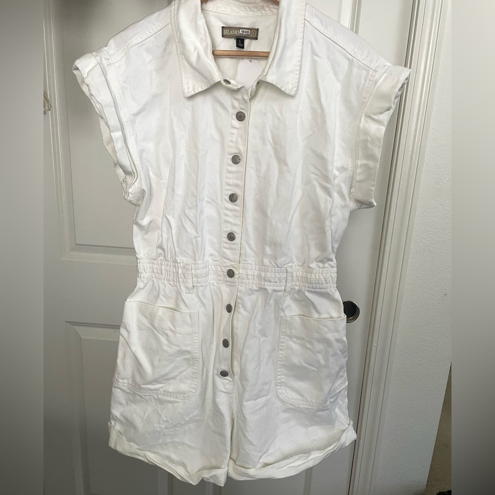 Blank NYC White Jean Shorts Romper L